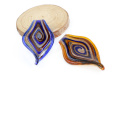 Estilo de pintura al óleo en forma de hoja de Murano Murano colgantes de cristal hechos a mano para la fabricación de collar de la joyería 12pcs / box, MC0015